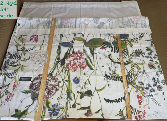 10 Berkbox1 Scalamandre Length Wild Flower water Color Floral Print White 2.4 Yd
