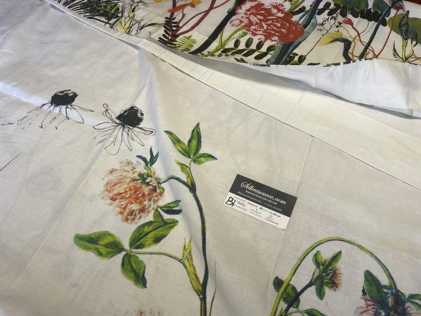 10 Berkbox1 Scalamandre Length Wild Flower water Color Floral Print White 2.4 Yd