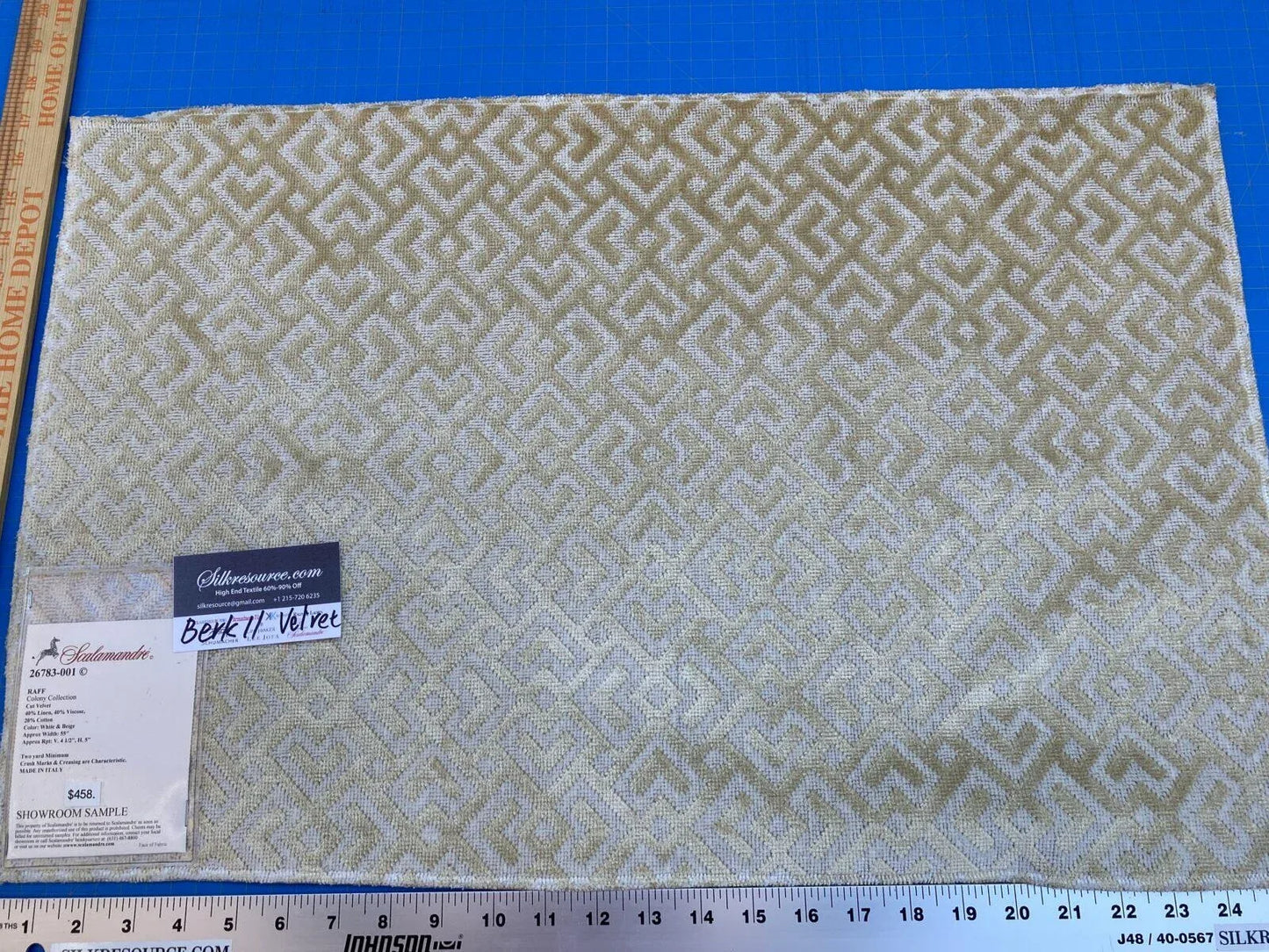 21 Berkbox11 Scalamandre Velvet Raff Colony Collection White &amp; Beige
