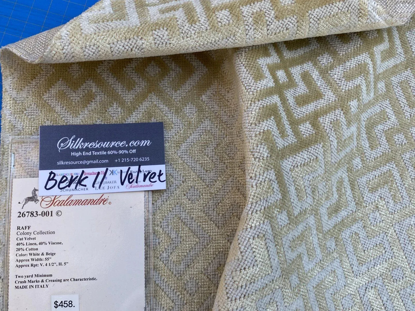21 Berkbox11 Scalamandre Velvet Raff Colony Collection White &amp; Beige