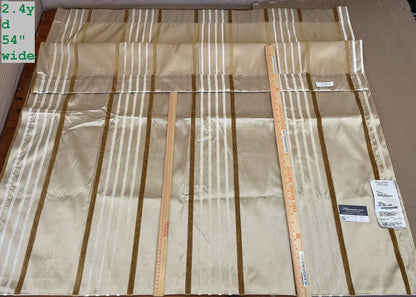 12 Berkbox1 Scalamandre Length Kelly Caramel Stripe Mocha Silver Satin Gray 2.4Yds MSRP USD 211/YD