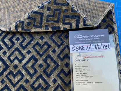 22 Berkbox11 Scalamandre Velvet Raff Colony Collection Blue &amp; Grey