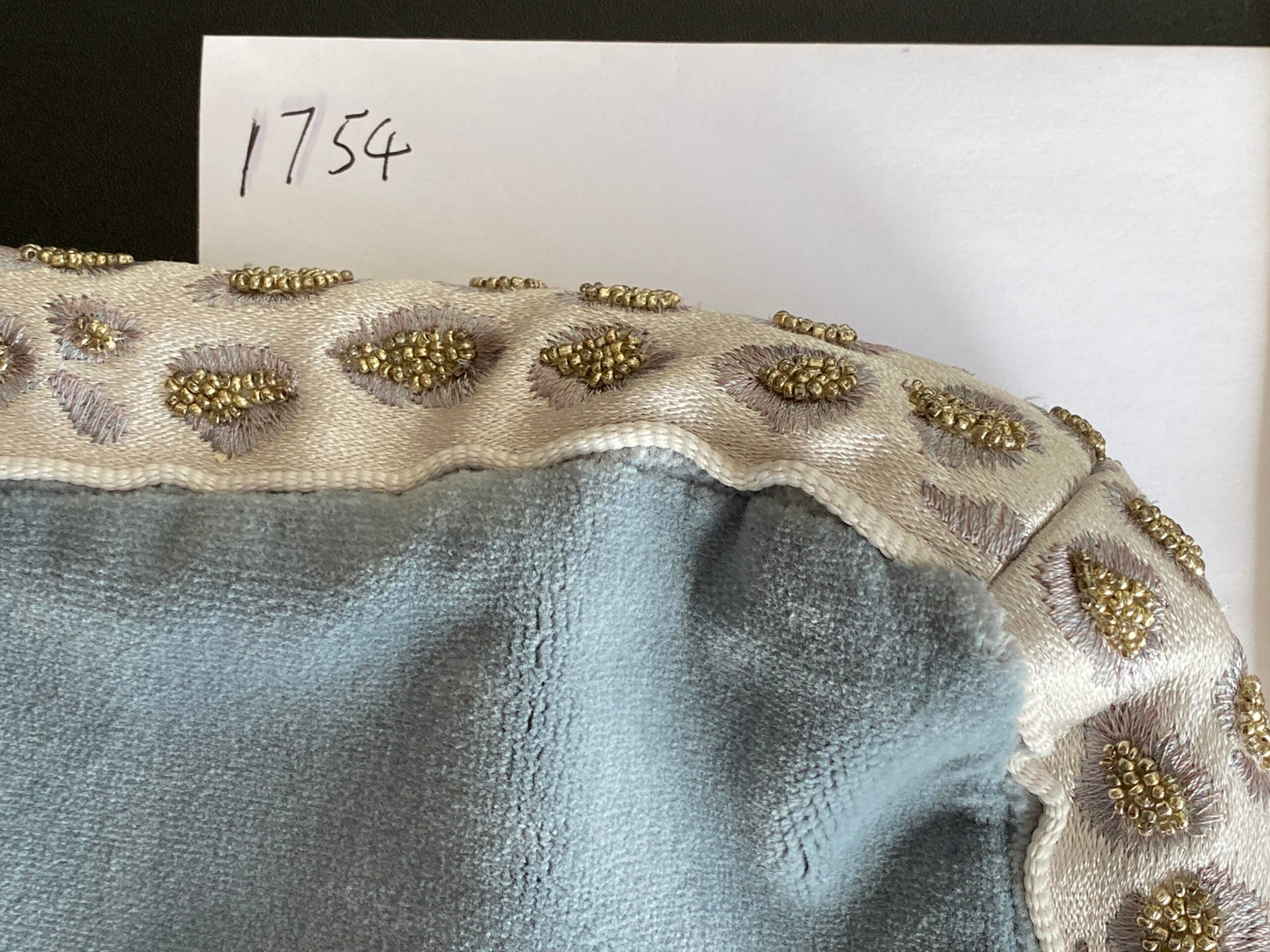 Pillow Case only Scalamandre Catwalk Velvet with beaded edge 20x20" pale Sky Blue MSRP$1100+