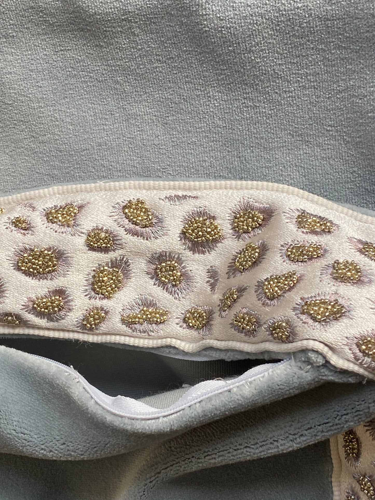 Pillow Case only Scalamandre Catwalk Velvet with beaded edge 20x20" pale Sky Blue MSRP$1100+