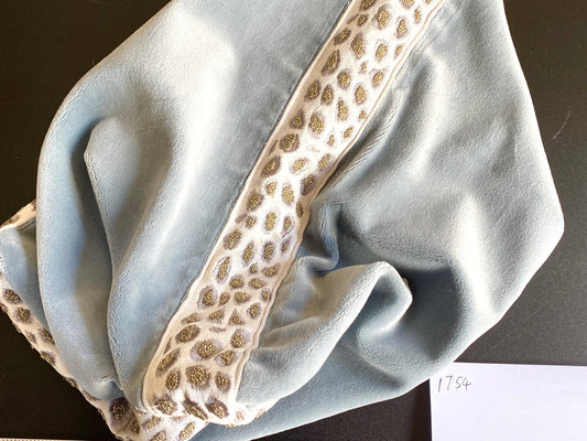 Pillow Case only Scalamandre Catwalk Velvet with beaded edge 20x20" pale Sky Blue MSRP$1100+