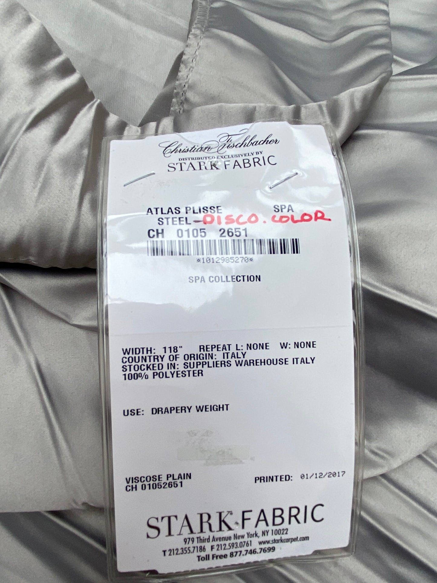 1 Berkbox98 Length Plains Texture by Christian Fischbacher Atlas Plisse Steel Gray Solid Polyester MSRP USD300+/y