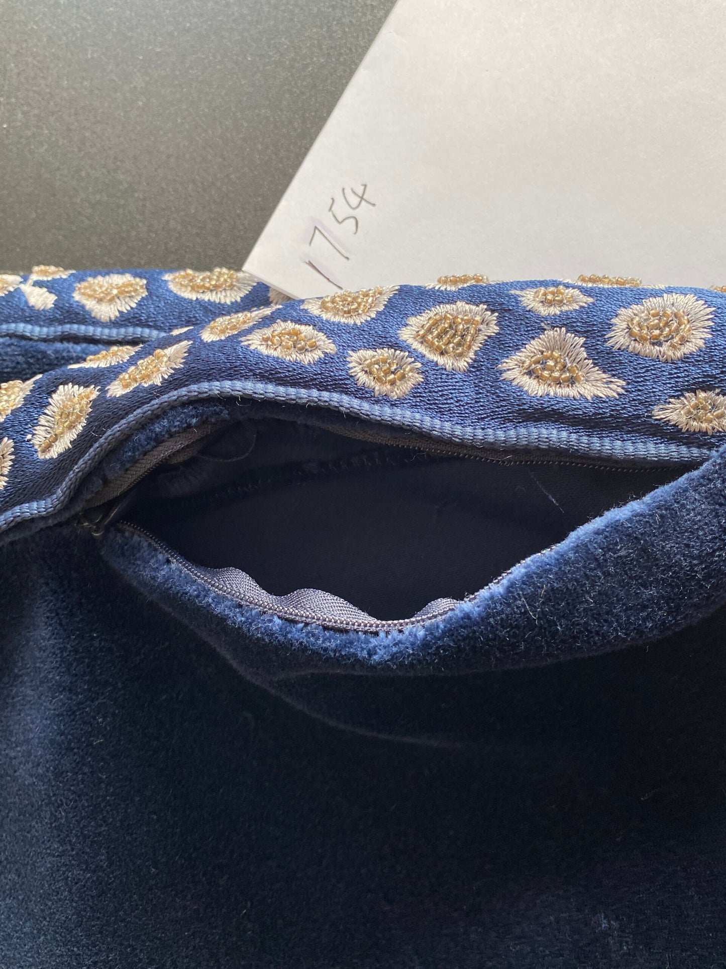 Pillow Case only Scalamandre Catwalk Velvet with beaded edge 20x20" Deep Navy Blue MSRP$1100+