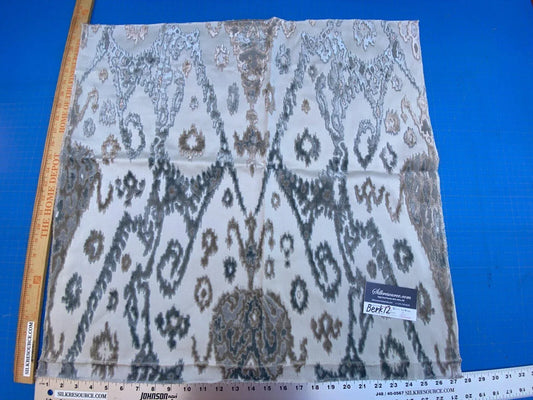 1 Berkbox12 Scalamandre Velvet TAI LAO Blue Cut Velvet Beige Blue Art Deco Ikat MSRP USD 532/Y