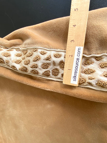 Pillow Case only Scalamandre Catwalk Velvet with beaded edge 20x20" Desert Almond Warm MSRP$1100+
