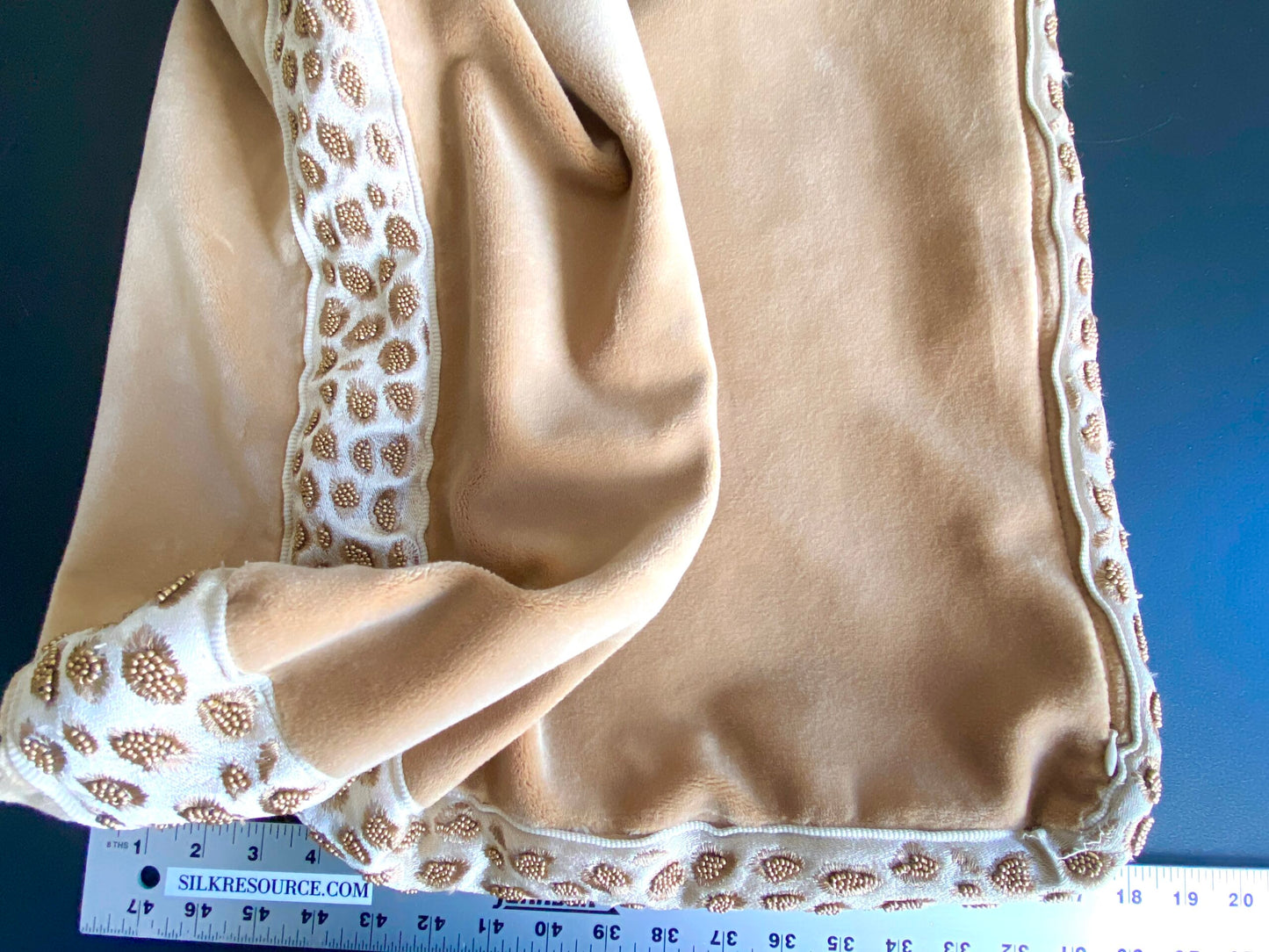 Pillow Case only Scalamandre Catwalk Velvet with beaded edge 20x20" Desert Almond Warm MSRP$1100+