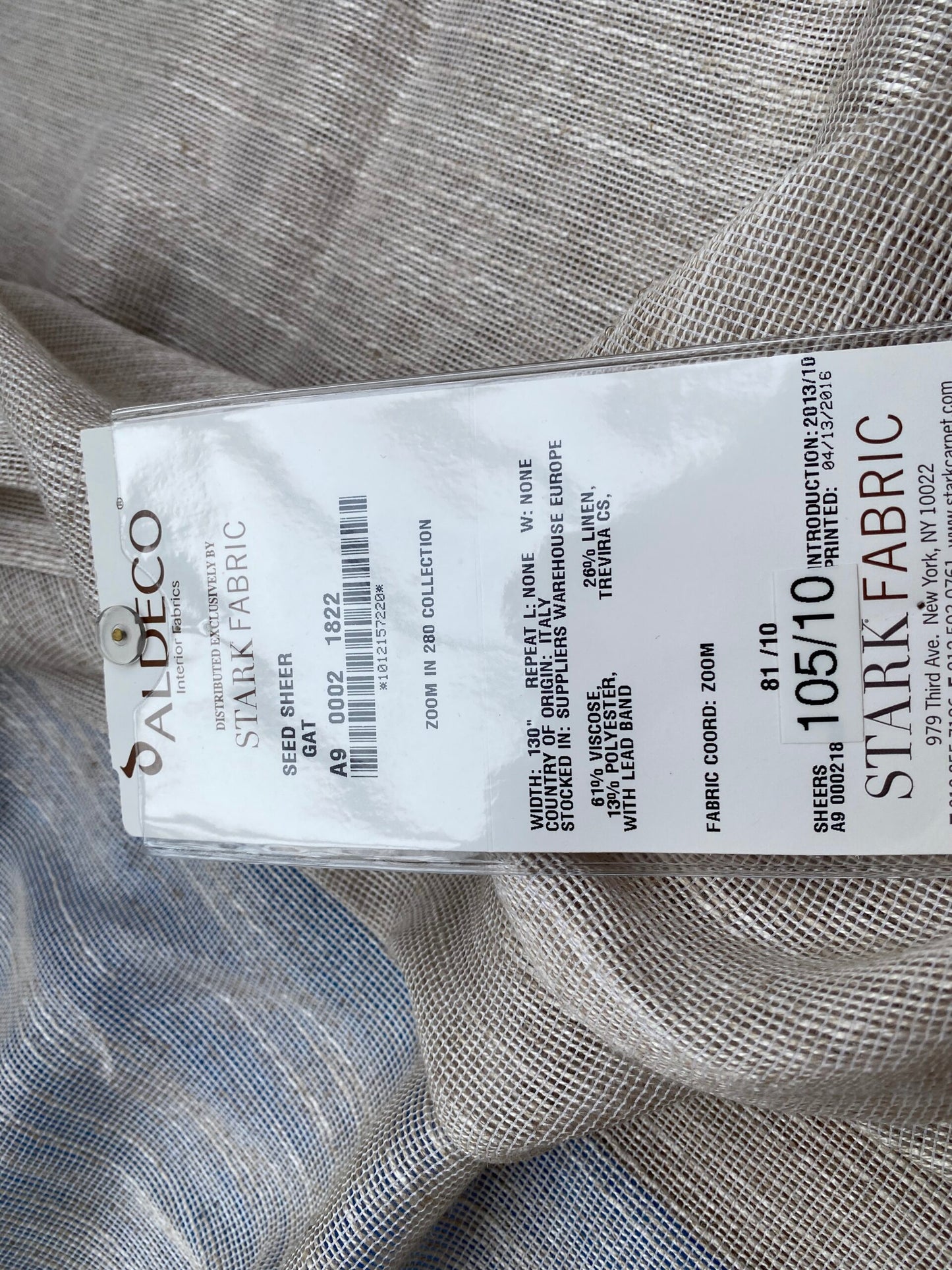 5 Berkbox98 Length Sheers by Aldeco Seed Sheer Gat Gray Texture MSRP USD 258/y