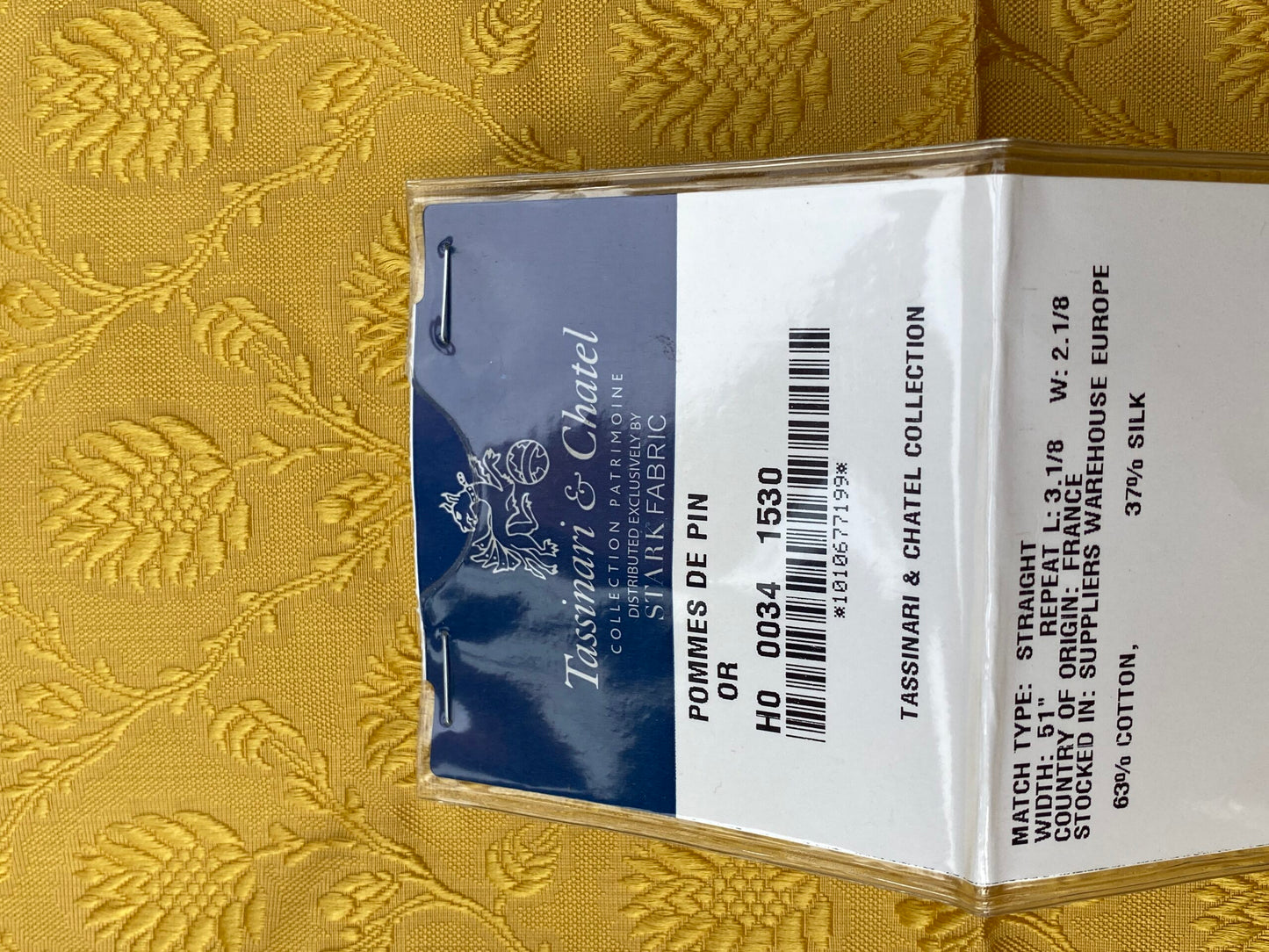 10 Berkbox98 Square Jacquard by Scalamandre Tassinari and Chatel Pommes De Pin Or Yellow Botanical Foliage MSP USD976/y