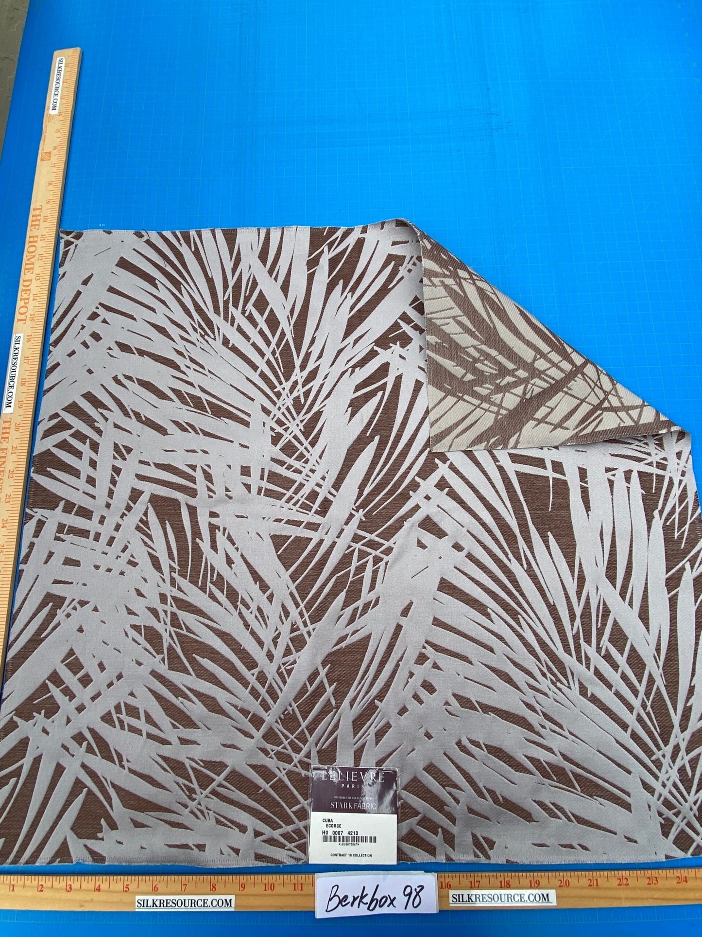 16 Berkbox98 Square Jacquard by Lelievre Cuba Ecorce Tropical Brown White Botanical Foliage MSRP USD556/y
