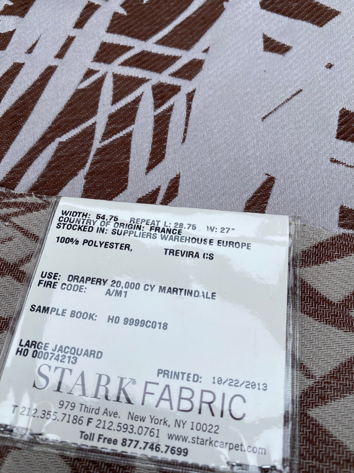 16 Berkbox98 Square Jacquard by Lelievre Cuba Ecorce Tropical Brown White Botanical Foliage MSRP USD556/y