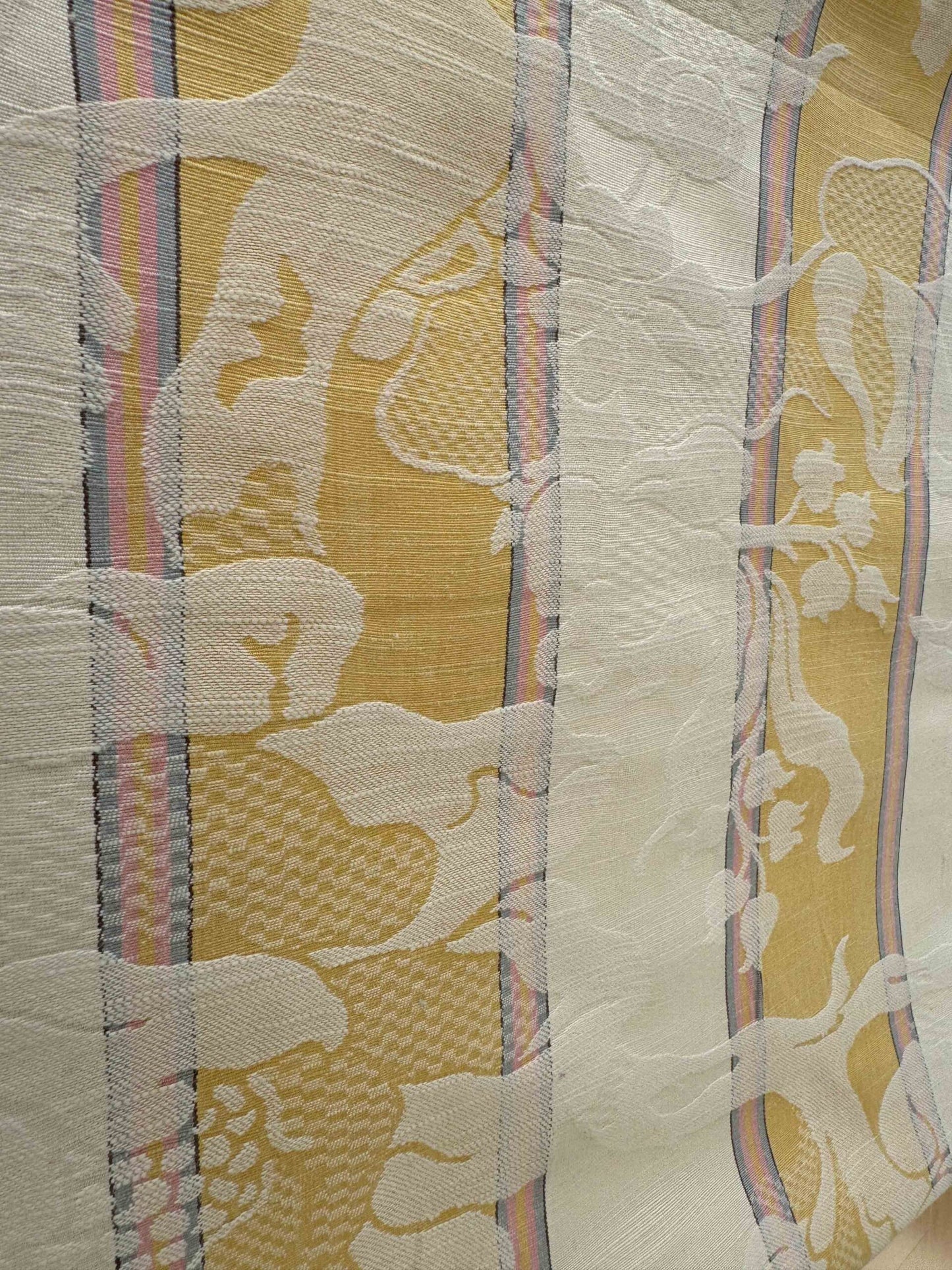 Scalamandre Damasko Rigato Damask Stripe Magnolia Gold Cream Pink Old World Weavers Fonthill MSRP USD 164/Y