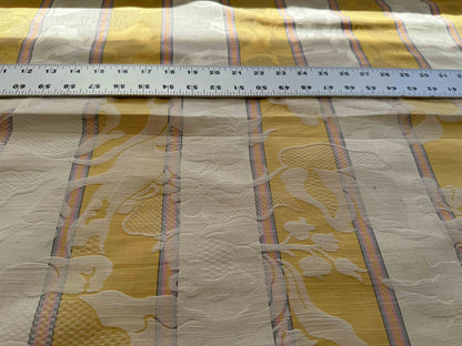 Scalamandre Damasko Rigato Damask Stripe Magnolia Gold Cream Pink Old World Weavers Fonthill MSRP USD 164/Y