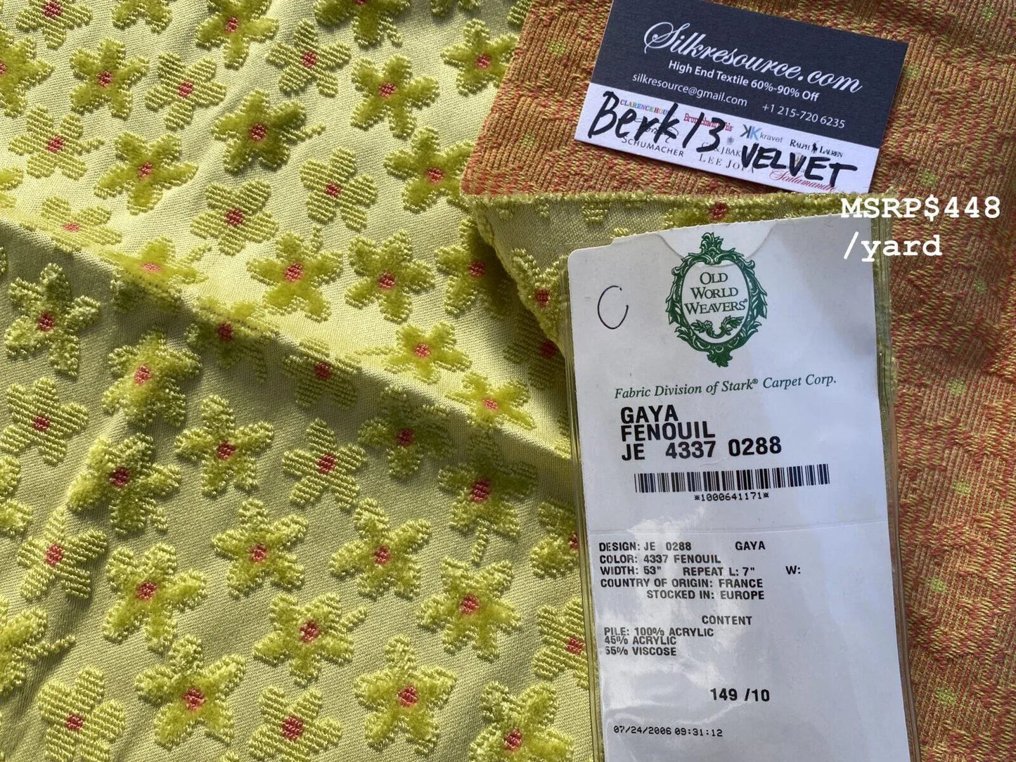 1 Berkbox13 Scalamandre Velvet Gaya Fenouil 26x26"