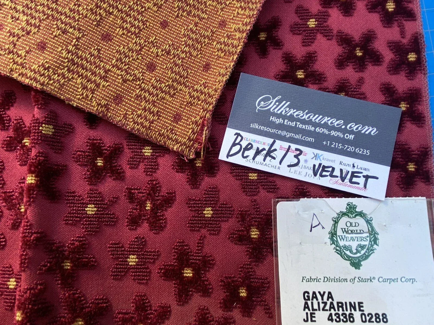 2 Berkbox13 Scalamandre Velvet Gaya Alizarine 26x26"