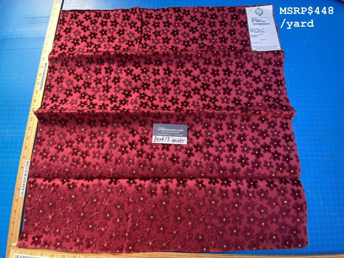 2 Berkbox13 Scalamandre Velvet Gaya Alizarine 26x26"