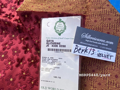 2 Berkbox13 Scalamandre Velvet Gaya Alizarine 26x26"