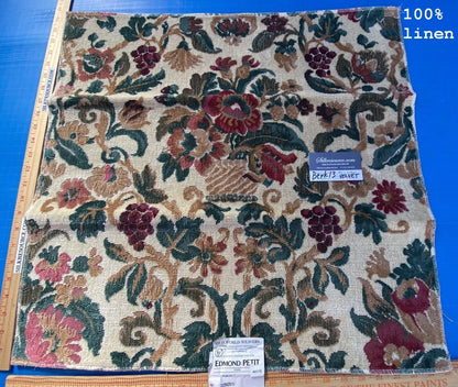 4 Berkbox13 Scalamandre Velvet Monte Cristo Beige Cut Velvet Red Green Flower 26x26"