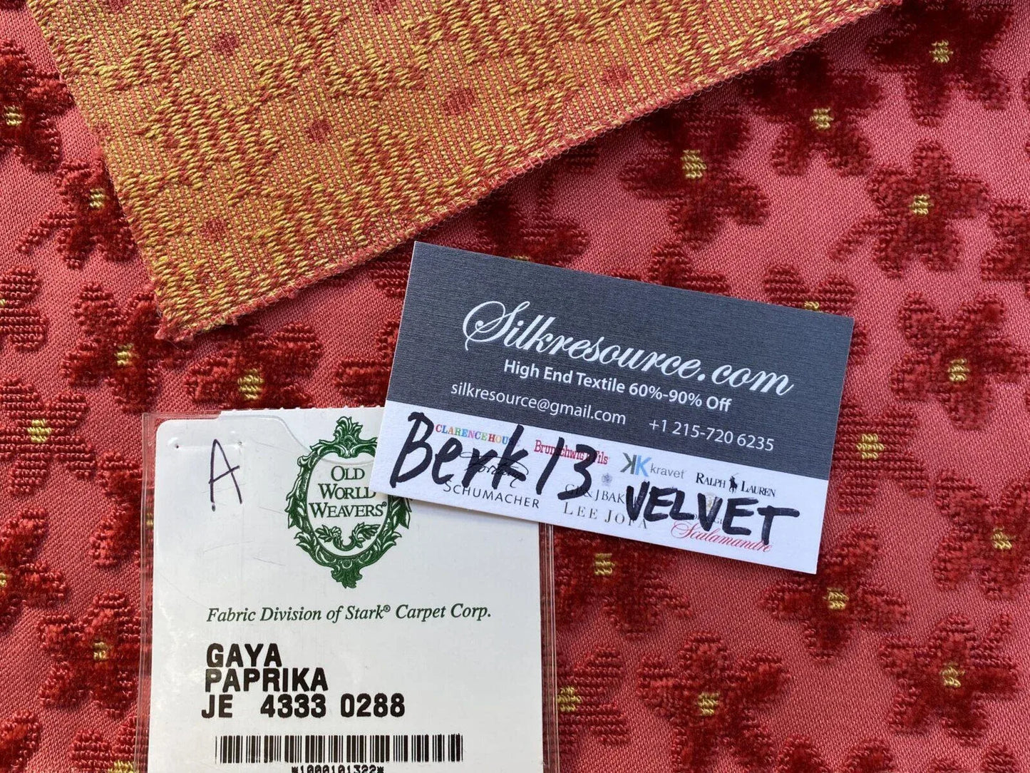 9 Berkbox13 Scalamandre Velvet Gaya Paprika 26x26"