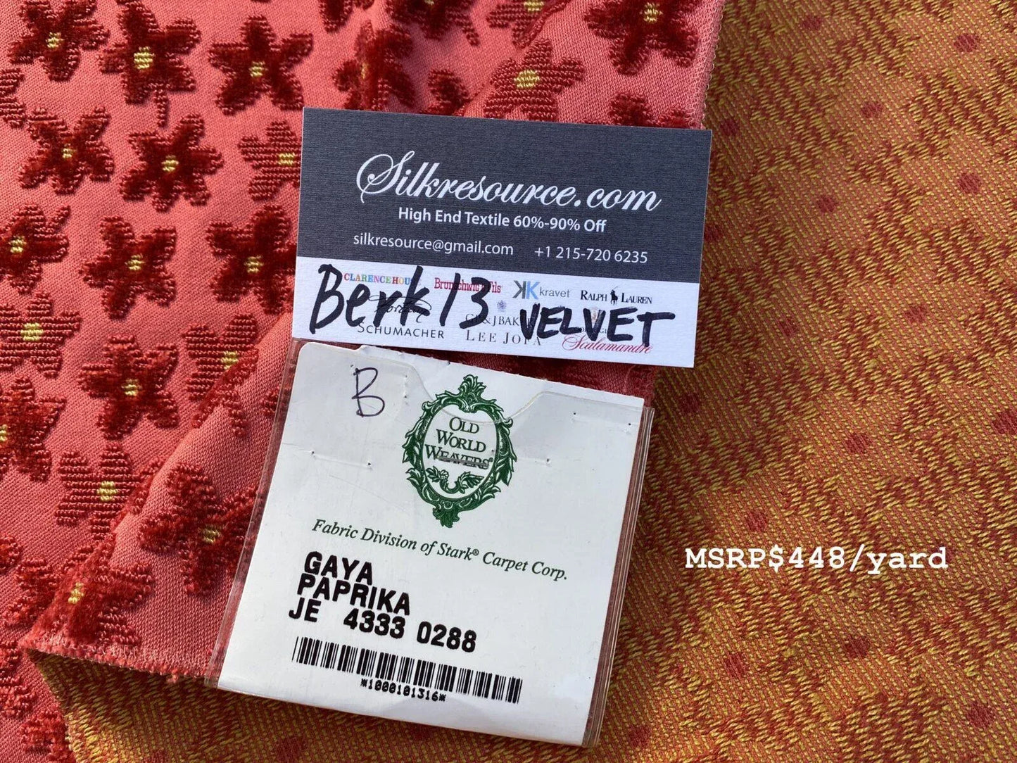 9 Berkbox13 Scalamandre Velvet Gaya Paprika 26x26"