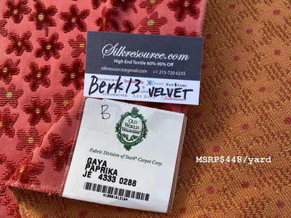 9 Berkbox13 Scalamandre Velvet Gaya Paprika 26x26"