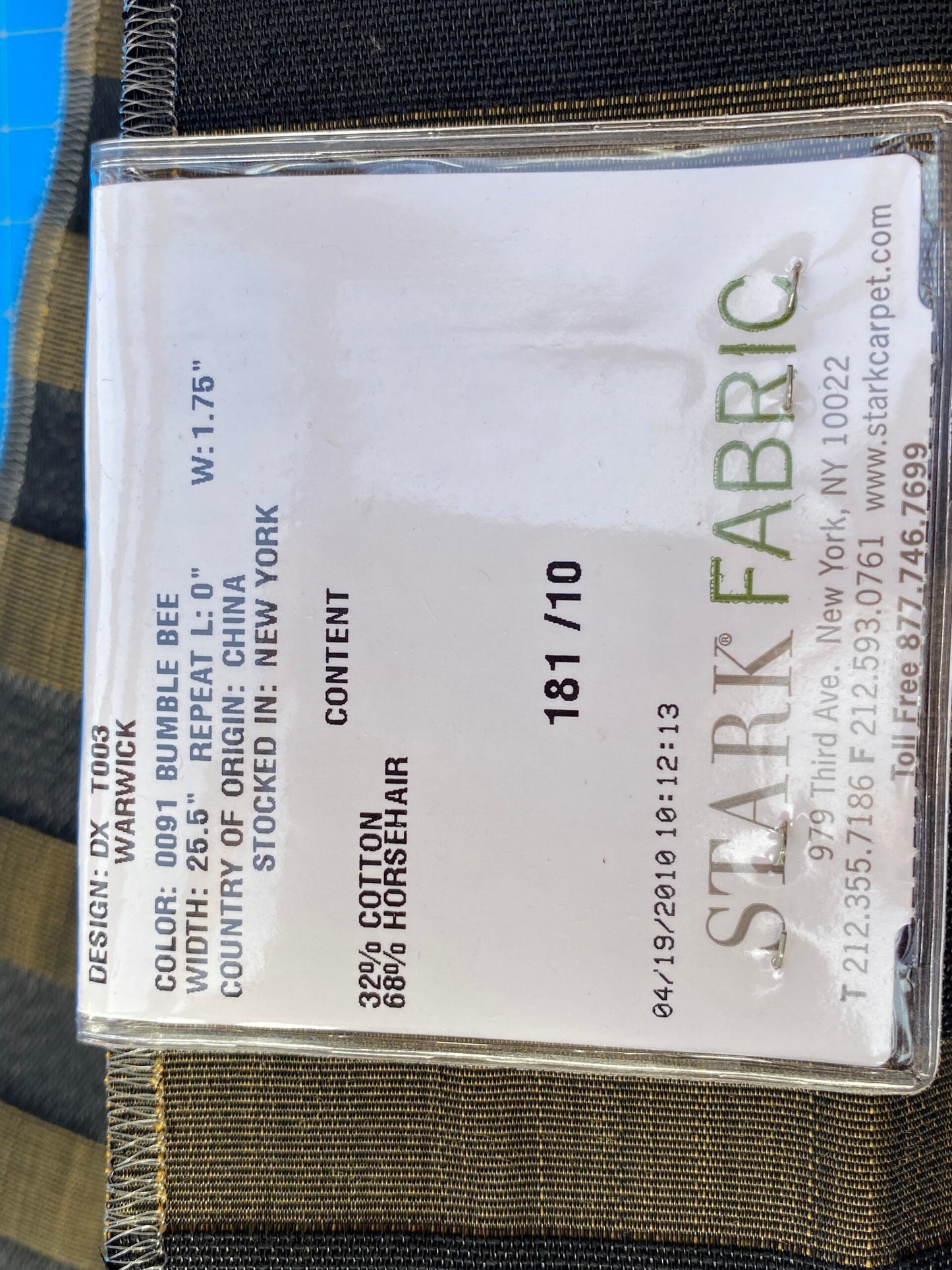 1 Berkbox99 Square Jacquard by Old World Weavers Warwick Bumble Bee Stripe Brown Horsehair MSRP USD700+/y