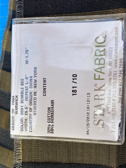 1 Berkbox99 Square Jacquard by Old World Weavers Warwick Bumble Bee Stripe Brown Horsehair MSRP USD700+/y