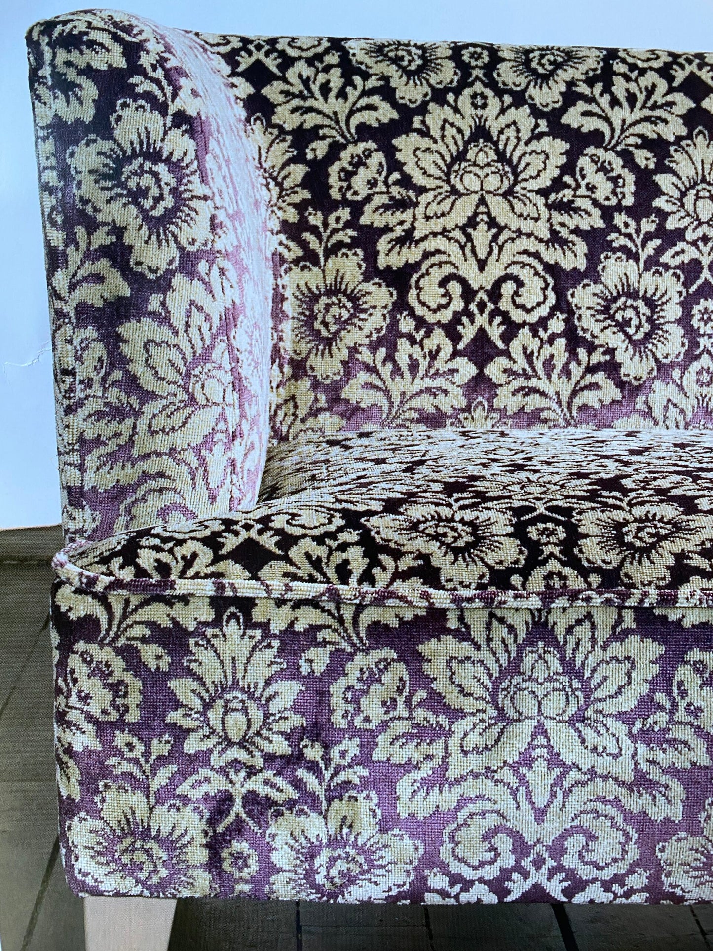 Scalamandre Audrey Cut Velvet Linen Green Renaissance Artichoke Rose MSRP USD 427/Y