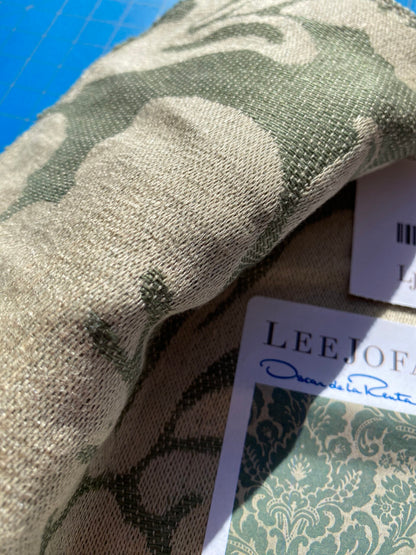 Lee Jofa Acanthus Damask Loden Linen Green Renaissance Classy Floral MSRP USD 298/y