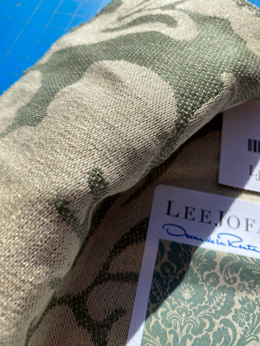 Lee Jofa Acanthus Damask Loden Linen Green Renaissance Classy Floral MSRP USD 298/y