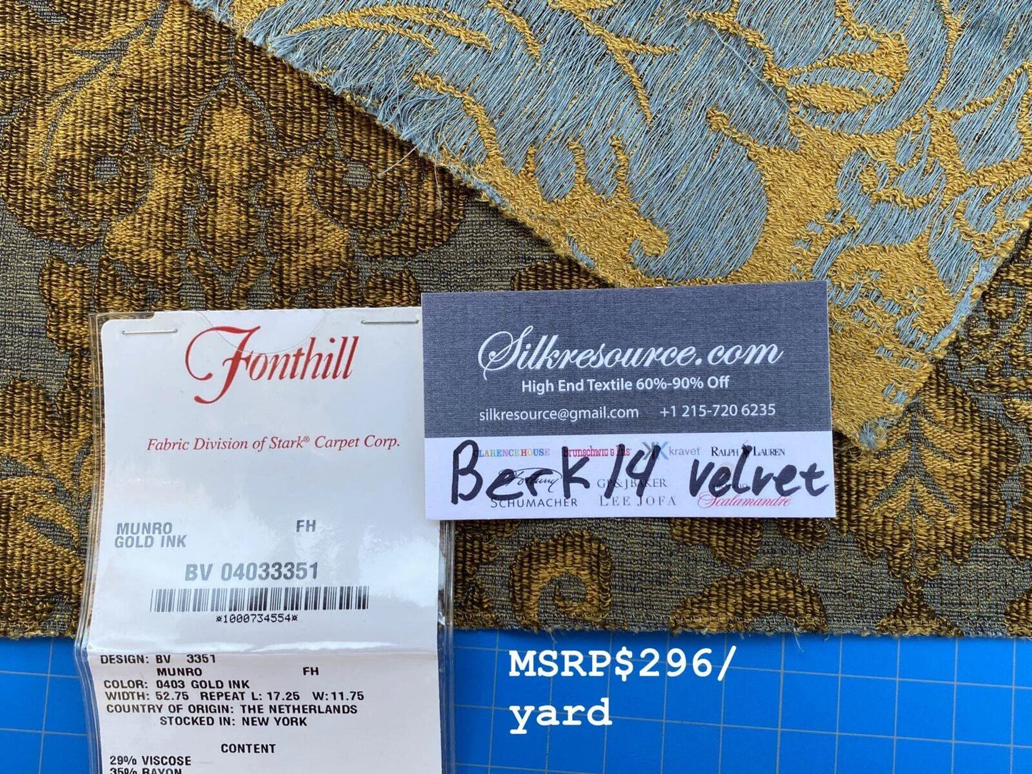 14 Berkbox14 Scalamandre Velvet Munro Gold Ink