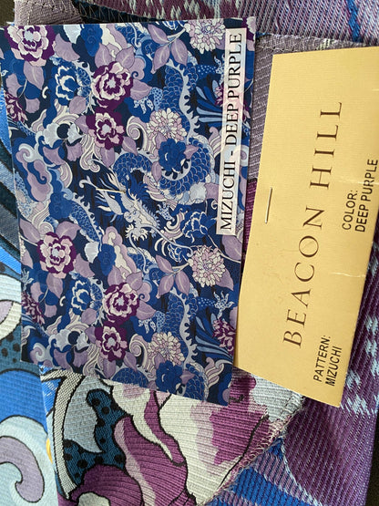 Beacon Hill Mizuchi Deep Purple Blue Art deco Floral Botanical Foliage Polyester MSRP USD 1178/y