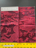 Schumacher Ruan Dragon Damask Garnet Red Art Deco Chinoiserie Satin Cotton MSRP USD 316/y