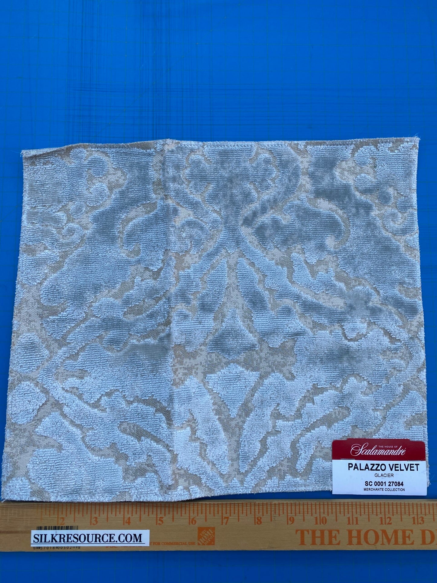Scalamandre Palazzo Velvet Glacier Gray Damask MSRP USD 556/y