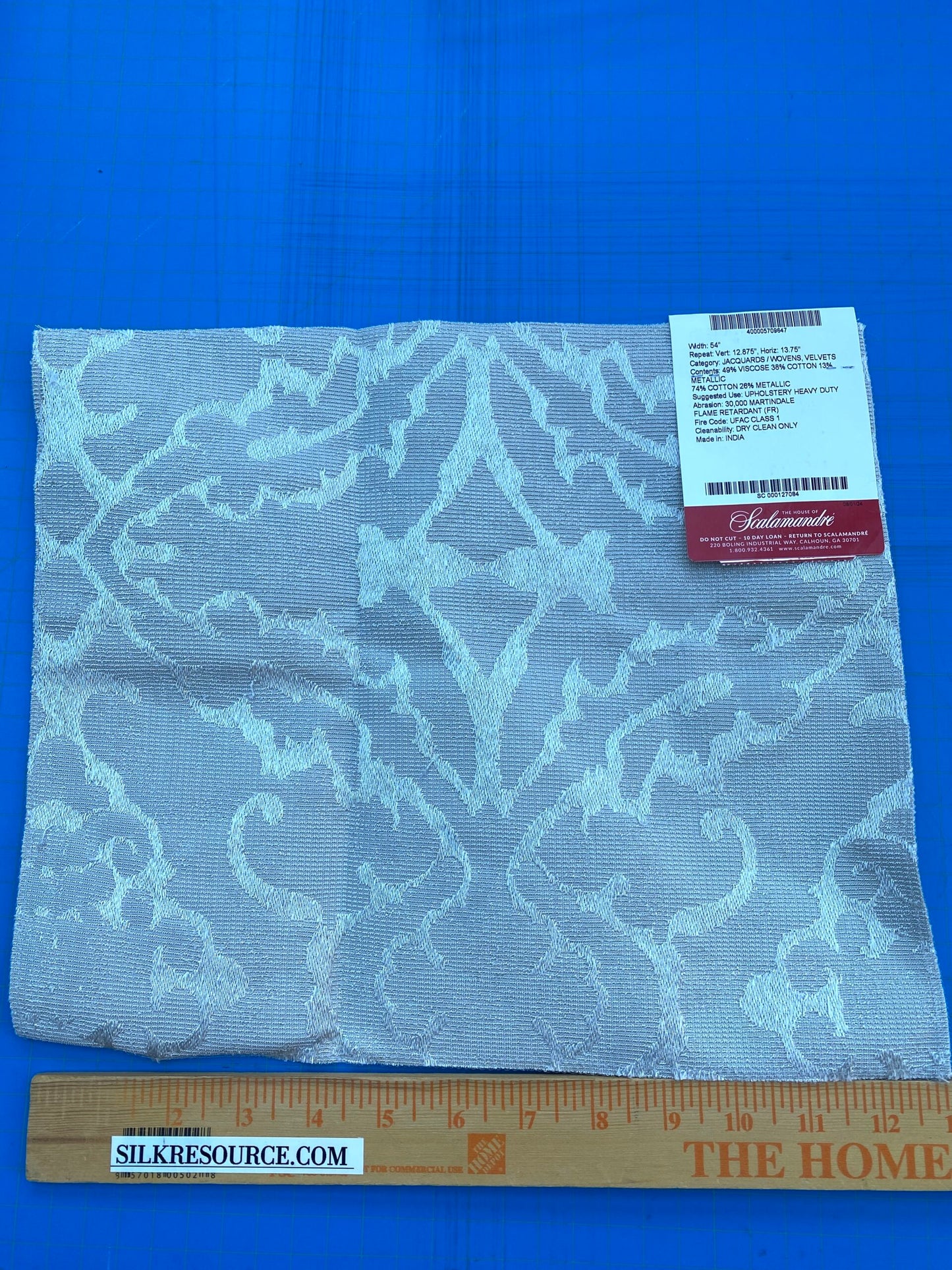 Scalamandre Palazzo Velvet Glacier Gray Damask MSRP USD 556/y