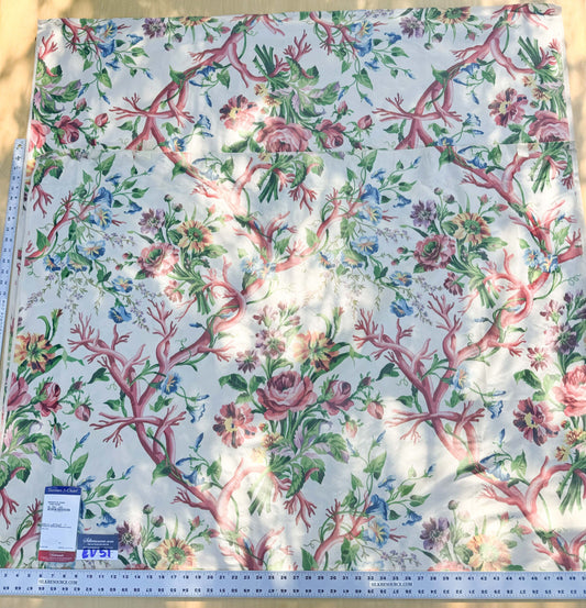 13 EV51 2.4y x 51"w Length Scalamandre Tassinari and Chatel Branche de Corail Fond Creme Coral Branch Rose Silk Warp Print Floral Botanical Historical MSRP USD2000+y