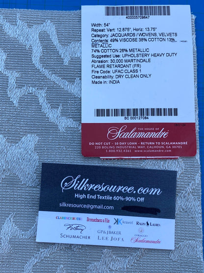 Scalamandre Palazzo Velvet Glacier Gray Damask MSRP USD 556/y