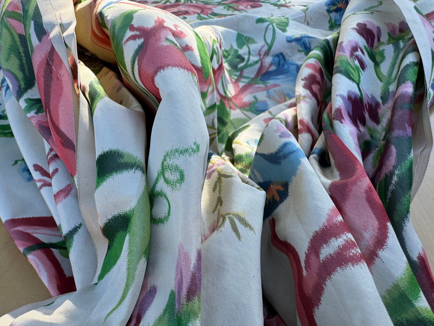 13 EV51 2.4y x 51"w Length Scalamandre Tassinari and Chatel Branche de Corail Fond Creme Coral Branch Rose Silk Warp Print Floral Botanical Historical MSRP USD2000+y