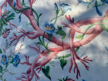 13 EV51 2.4y x 51"w Length Scalamandre Tassinari and Chatel Branche de Corail Fond Creme Coral Branch Rose Silk Warp Print Floral Botanical Historical MSRP USD2000+y