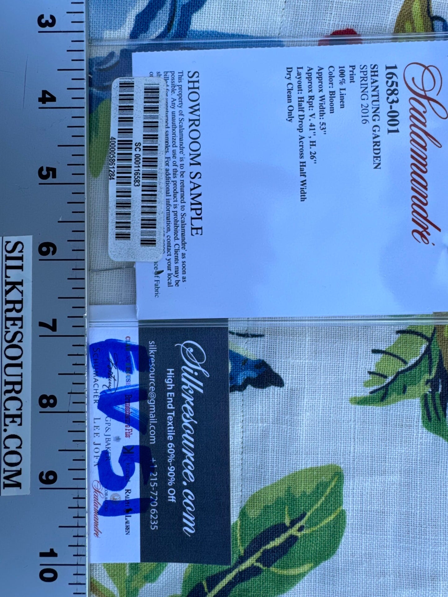 13 EV51 2.4YD Scalamandre Shantung Garden in Bloom Print Chinoiserie Flower Fruit Basket Floral Botanical Historical MSRP USD378/y