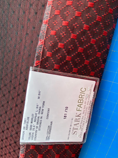 27 Berkbox99 Square Plains Texture by Old World Weavers Ashfields Merlot Deep Red Horsehair Diamond Small Scale MSRP USD 700+/y