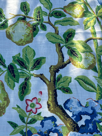 13 EV51 2.4YD Scalamandre Shantung Garden in Bloom Print Chinoiserie Flower Fruit Basket Floral Botanical Historical MSRP USD378/y