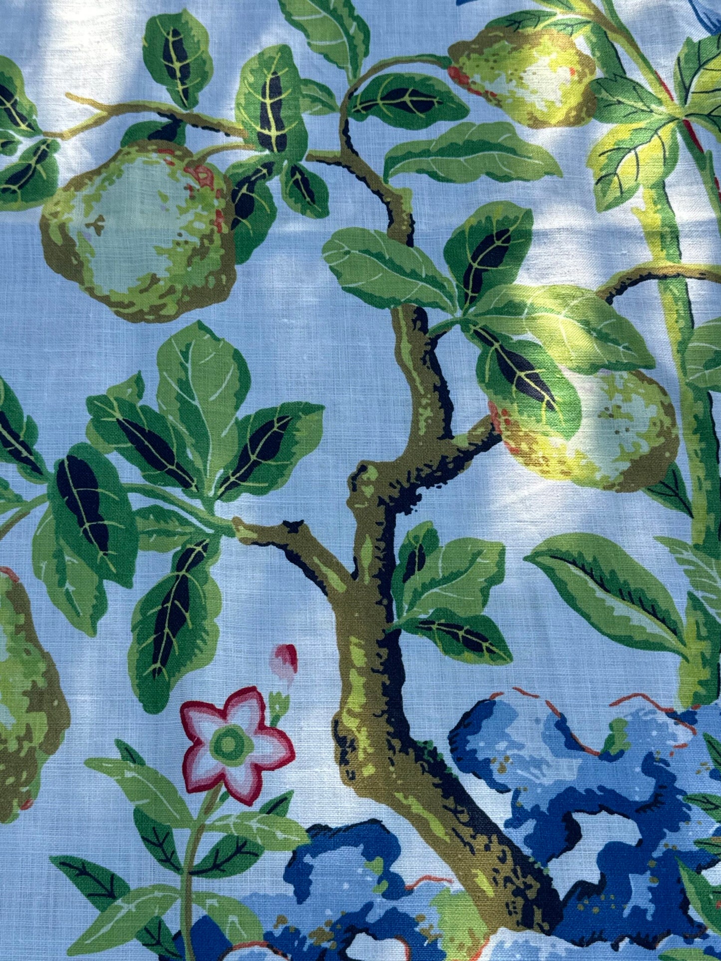 Scalamandre Shantung Garden in Bloom Print Chinoiserie Flower Fruit Basket Floral Botanical Historical MSRP USD378/y