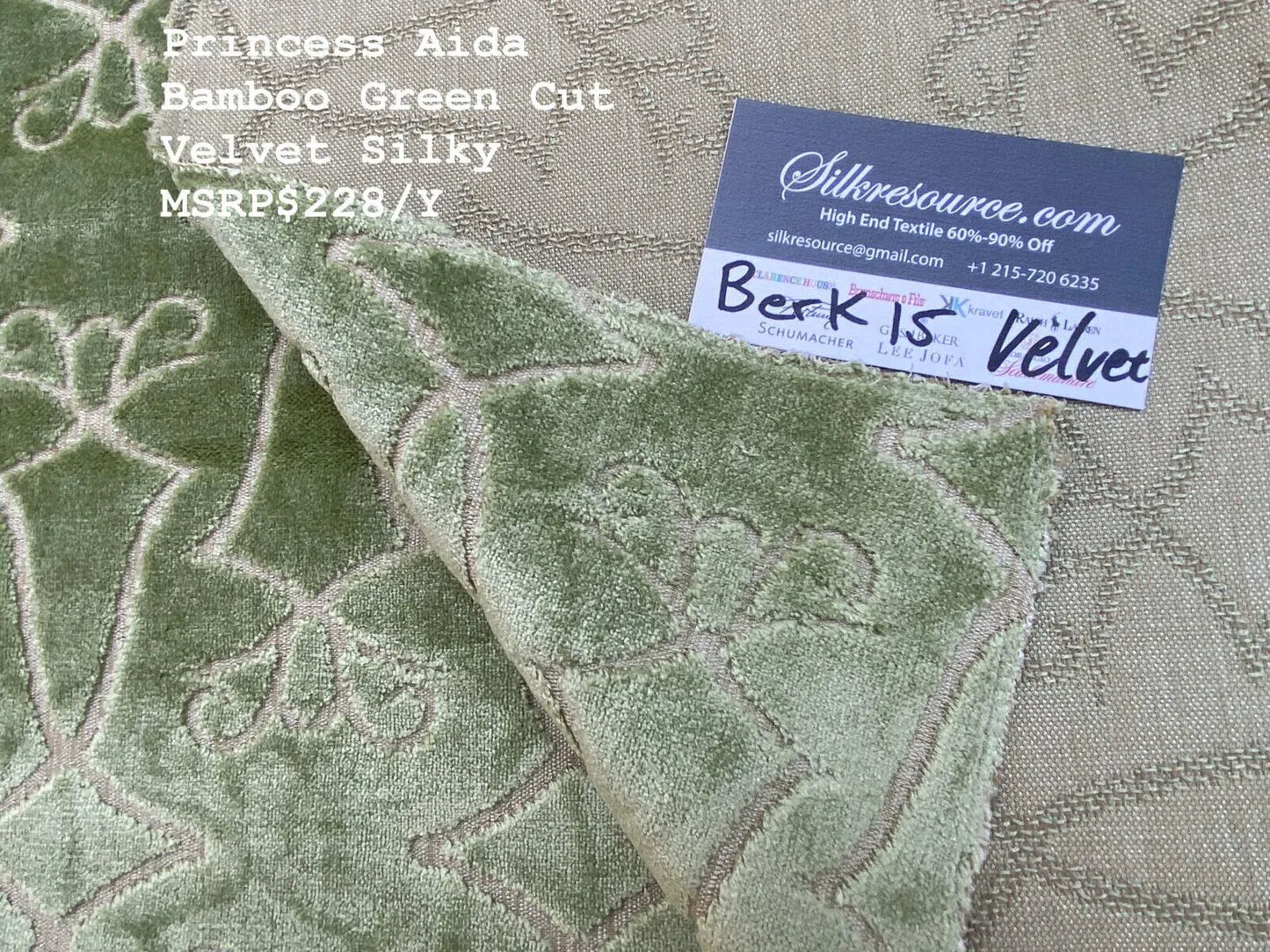 4 Berkbox15 Scalamandre Velvet &amp; Silky Princess Aida Bamboo Green