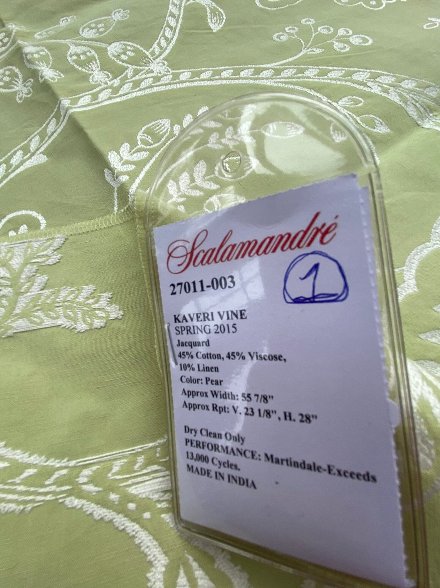 34 Berkbox99 Square Jacquard by Scalamandre Kaveri Vine Pear Green Jacquard Botanical Foliage Square inches MSRP USD232/y