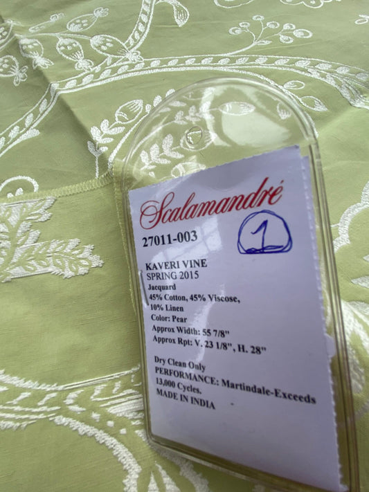 34 Berkbox99 Square Jacquard by Scalamandre Kaveri Vine Pear Green Jacquard Botanical Foliage Square inches MSRP USD232/y