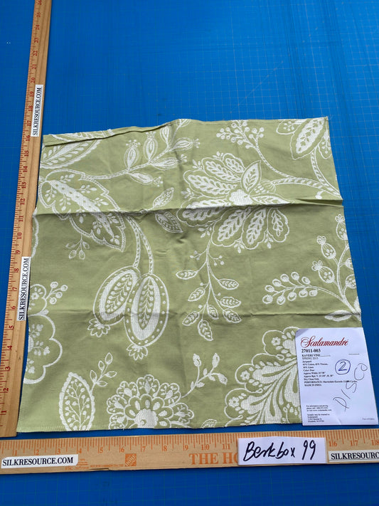 35 Berkbox99 Square Jacquard by Scalamandre Kaveri Vine Pear Green Jacquard Botanical Foliage Square inches MSRP USD232/y